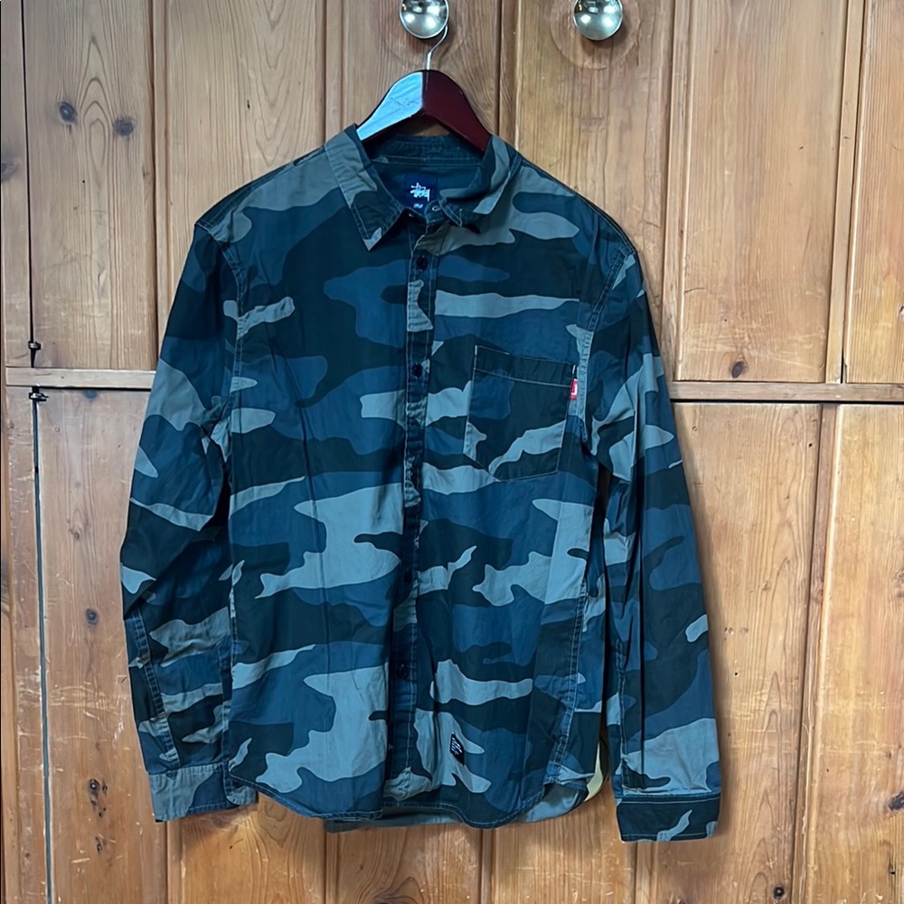 Stussy Black and Gray Casual Button Down Shirt